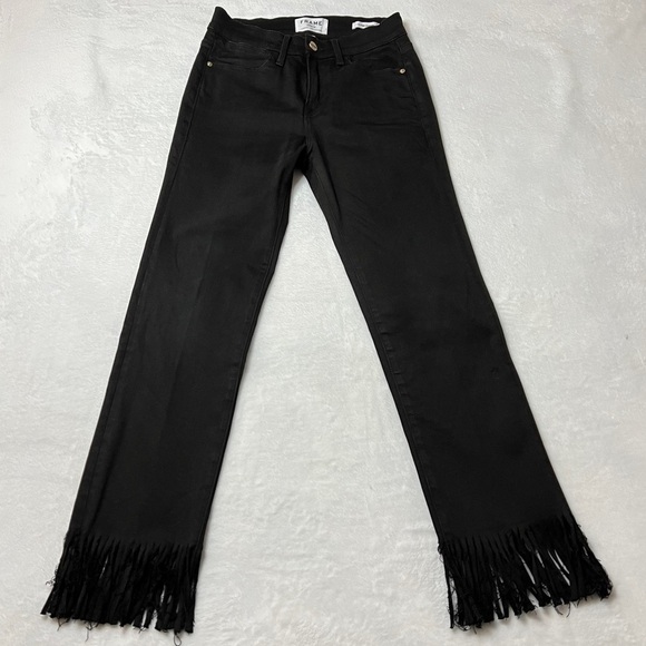 Frame Le High Straight Fringe Hem Jeans Size 26 - Picture 4 of 10
